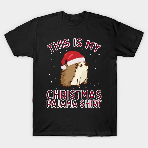 Funny Cute Christmas Hedgehog Gift - Pajamas Santa Hat Xmas T-Shirt by VDK Merch